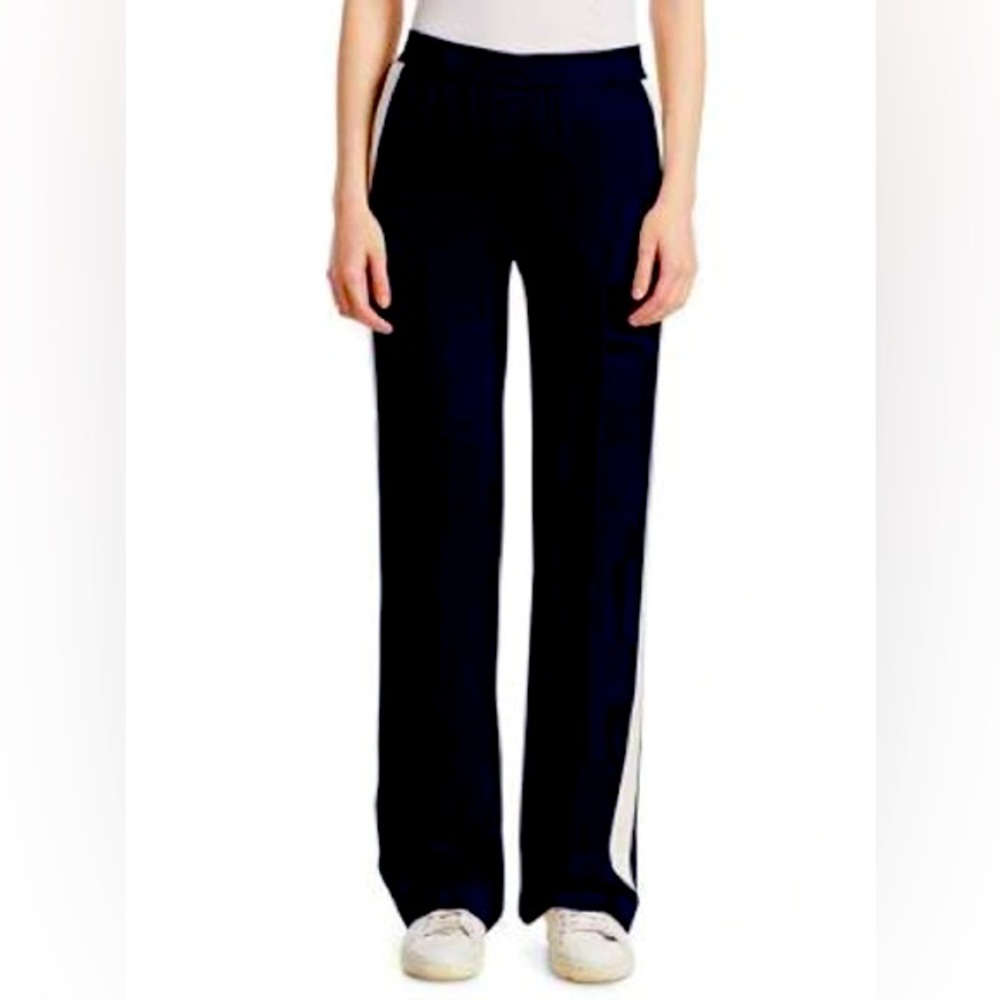 Theory Black Track Pants with White Stripe